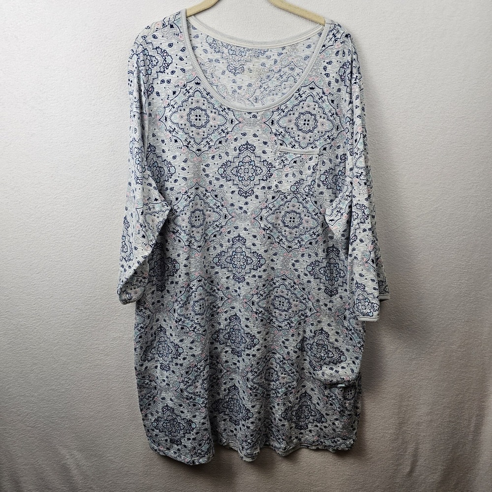 Croft & Barrow Shirt Woman's Size 2X Gray Paisley Short Sleeve